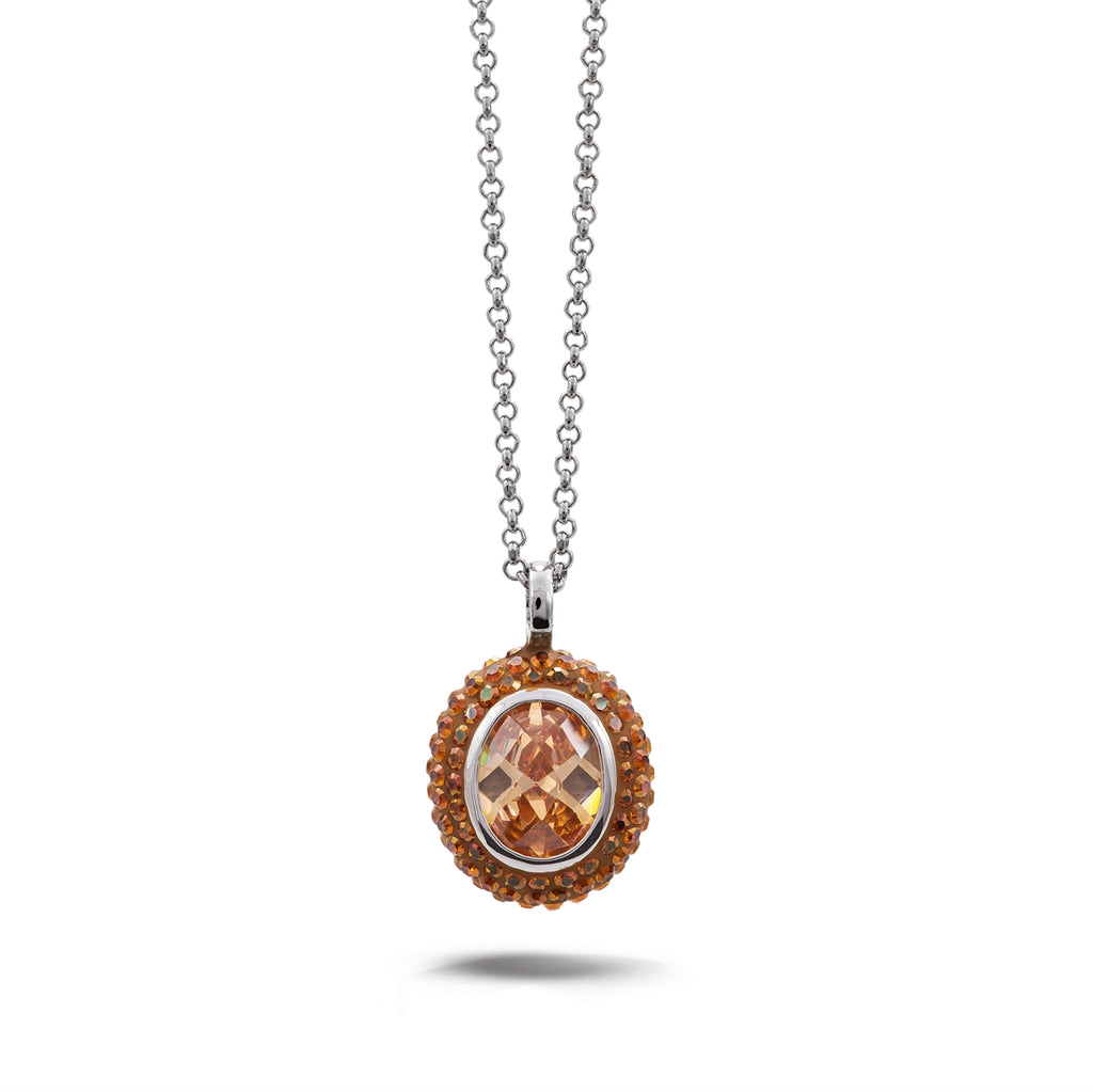 Phantasya Jewellery Tan Rhodium Plated Necklace with Swarovski