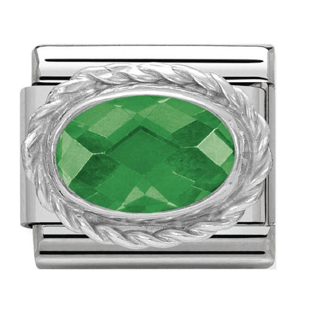 Nomination Charms Green Oval CZ Silver Shine