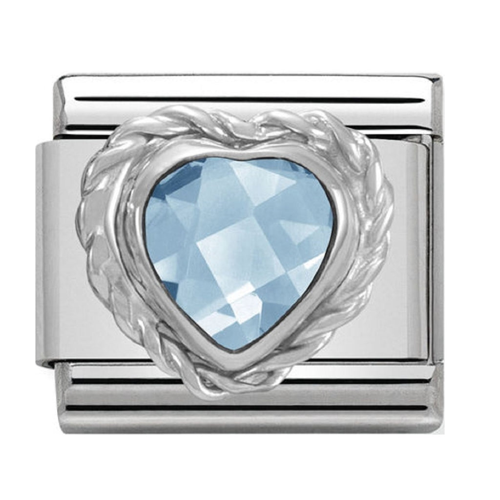 Nomination Charms Light Blue Heart CZ Silver Shine