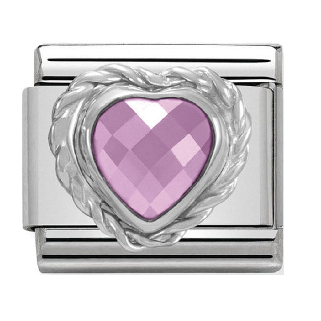 Nomination Charms Pink Heart CZ Silver Shine