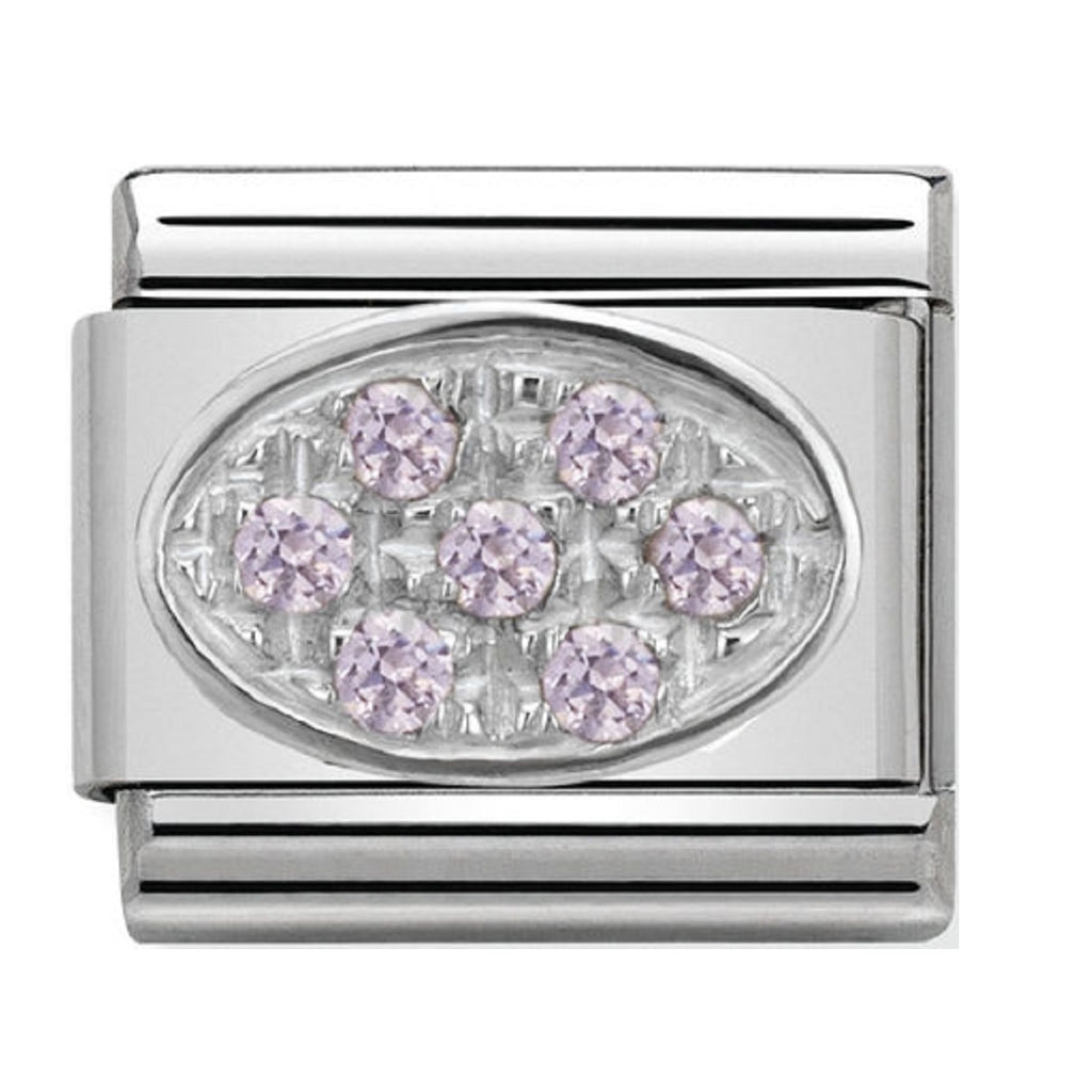 Nomination Charms Pink Oval Pave Silver Shine