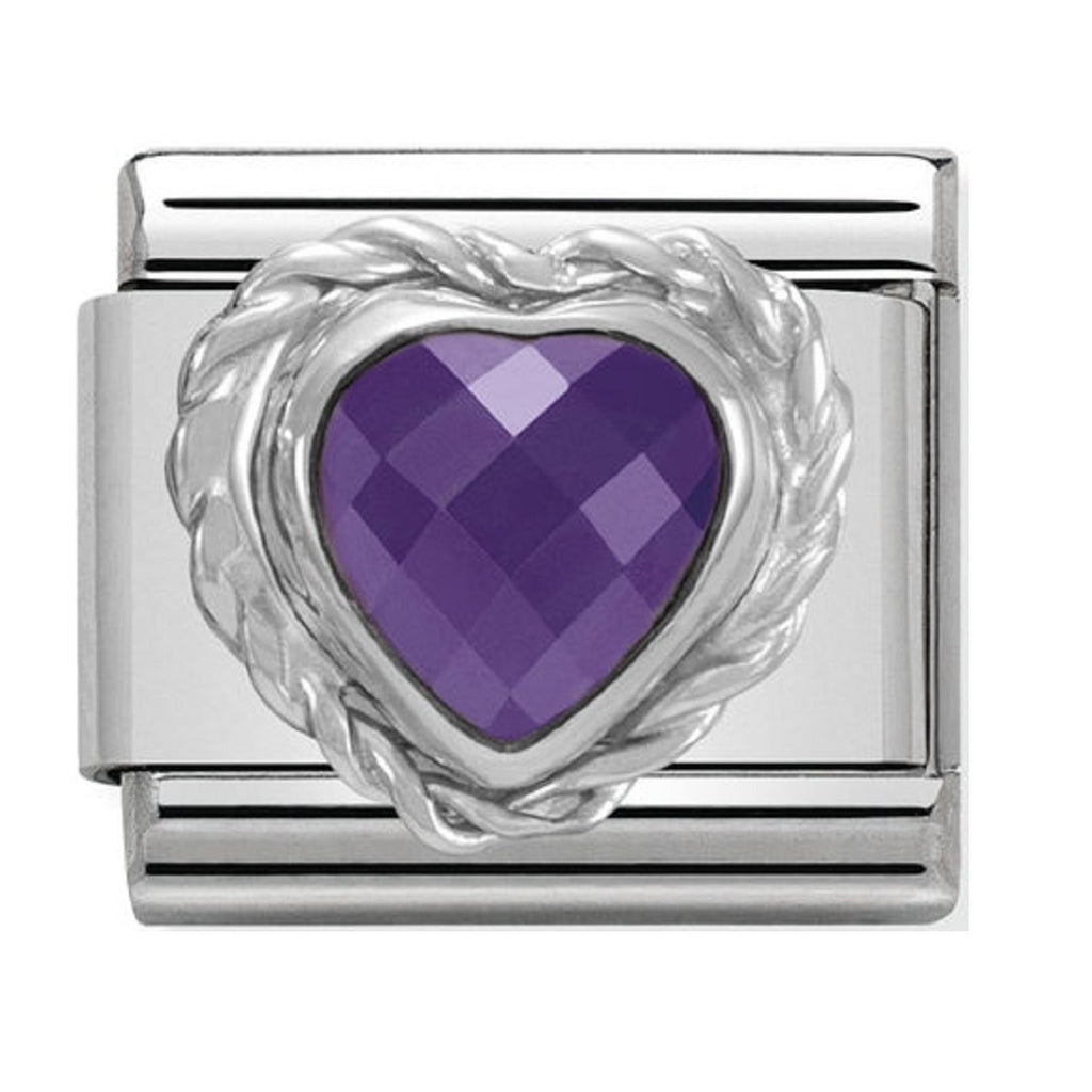 Nomination Charms purple Heart CZ Silver Shine