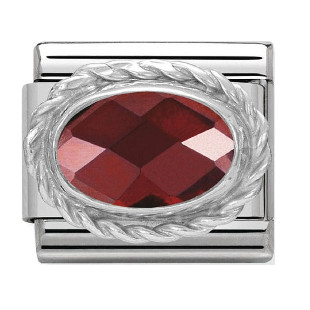 Nomination Charms Red Agate Oval with Silver