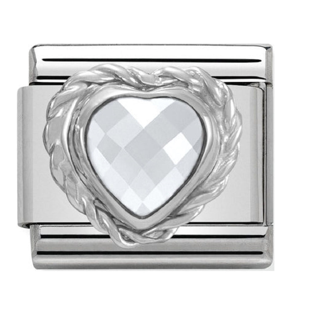 Nomination Charms White Heart CZ Silver Shine