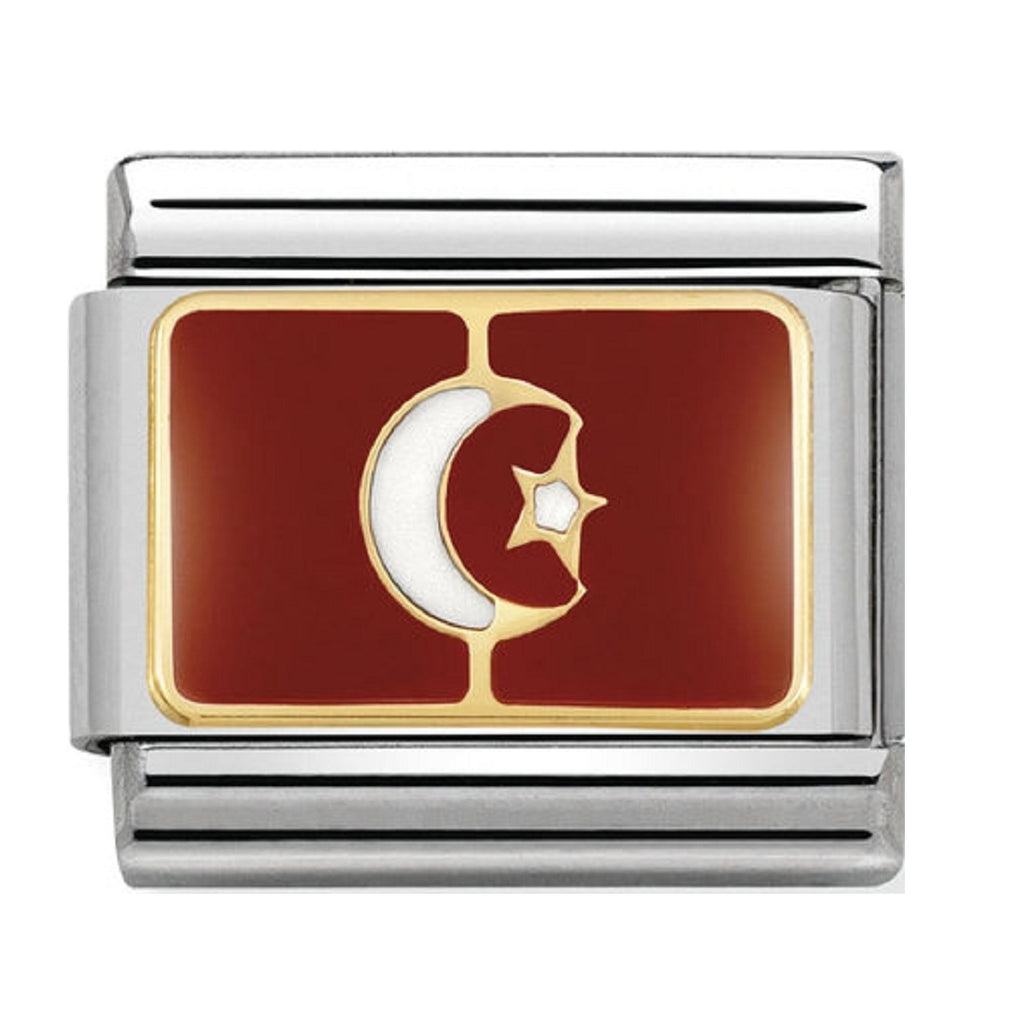 Nomination Link 18ct and Enamel Turkey Flag 030234-20