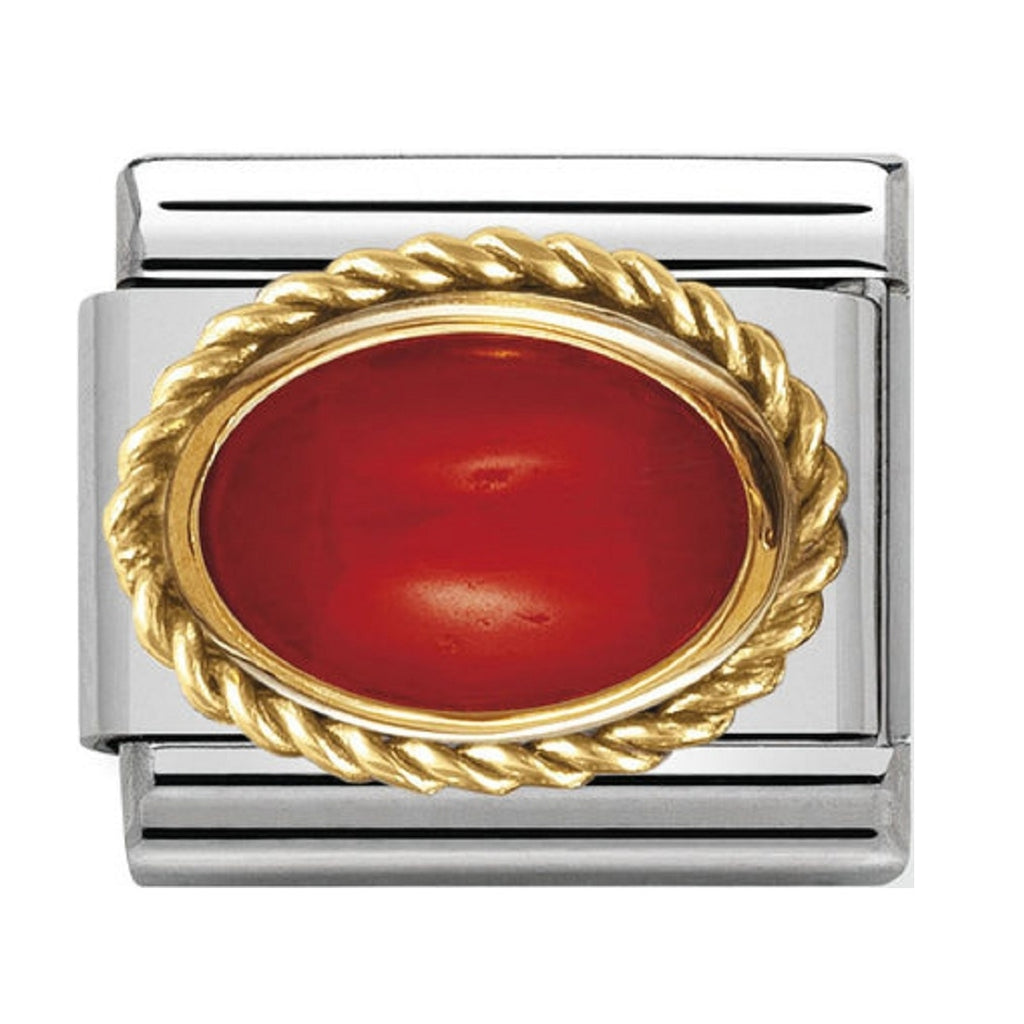Nomination Charms Coral Oval with Gold Surround