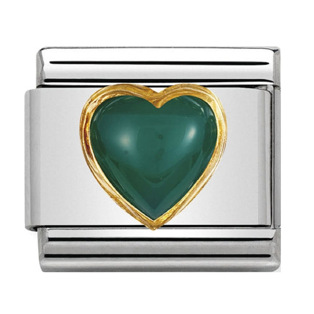 Nomination Charms Green agate Heart with Gold