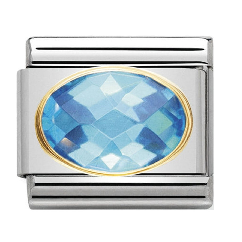 Nomination Charms Light Blue Oval CZ with Gold