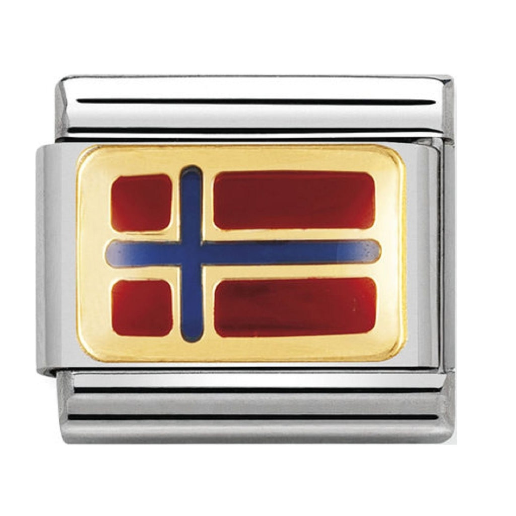 Nomination Charms 18ct Gold and Enamel Norway Flag