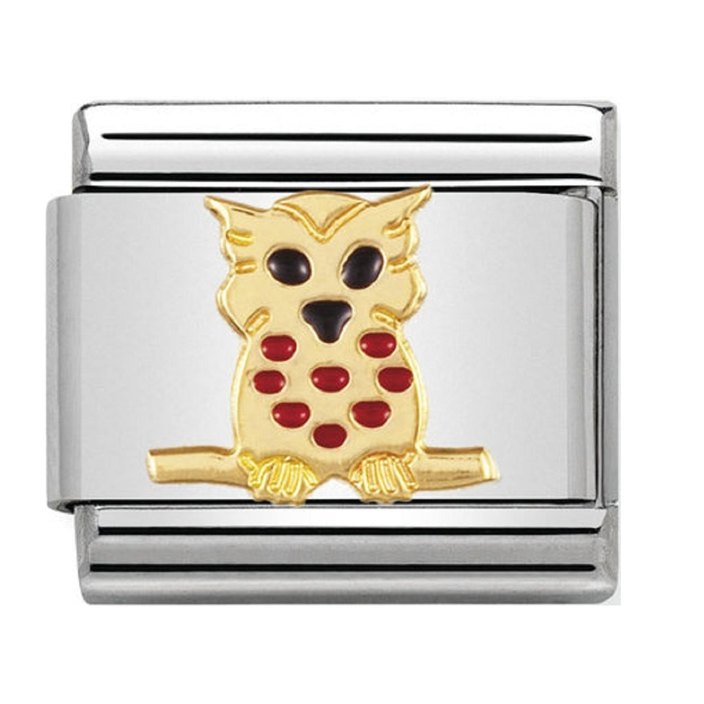 Nomination Charms 18ct Gold and Enamel Owl