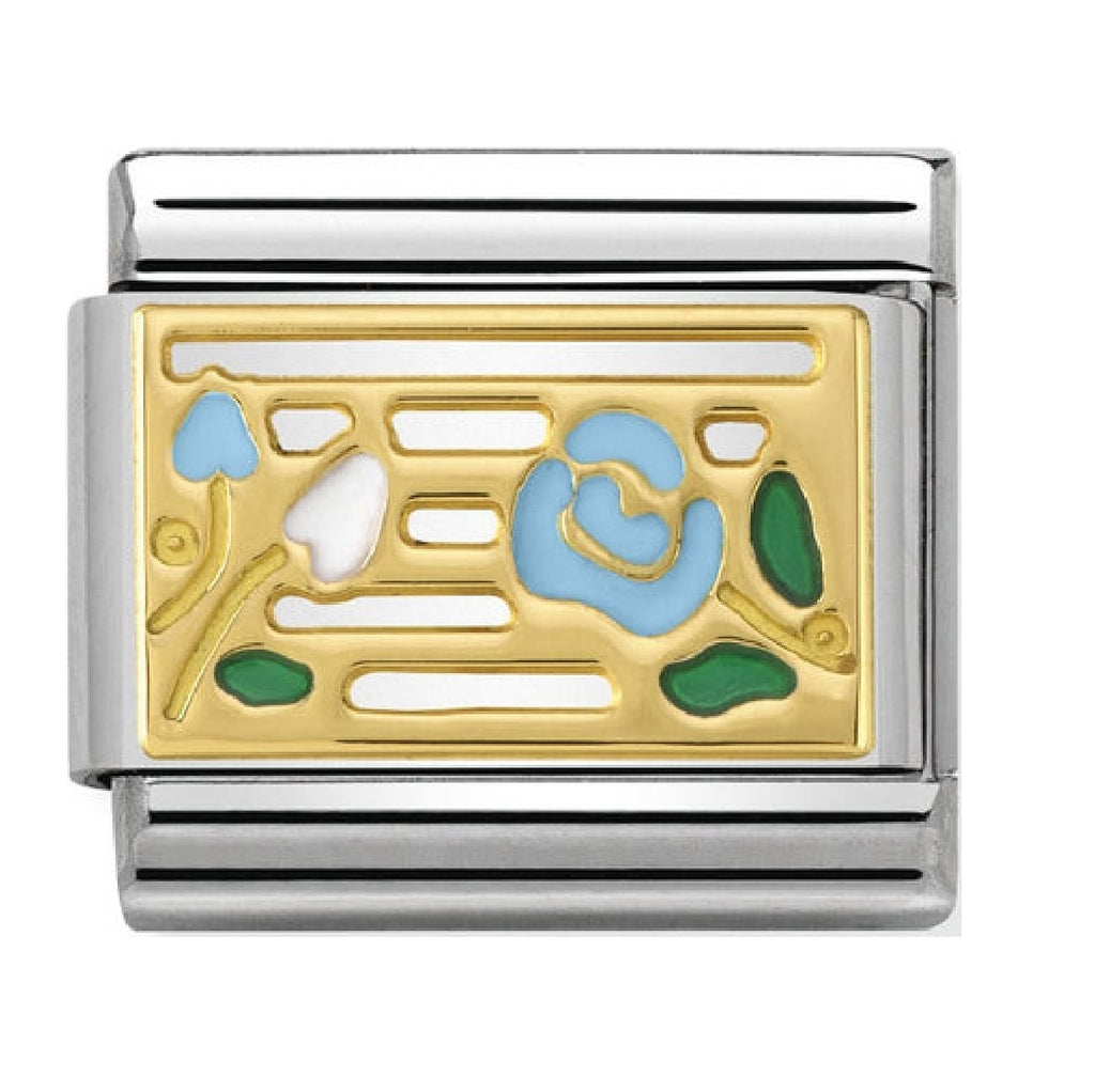 Nomination Charms 18ct plaque with Flowers 