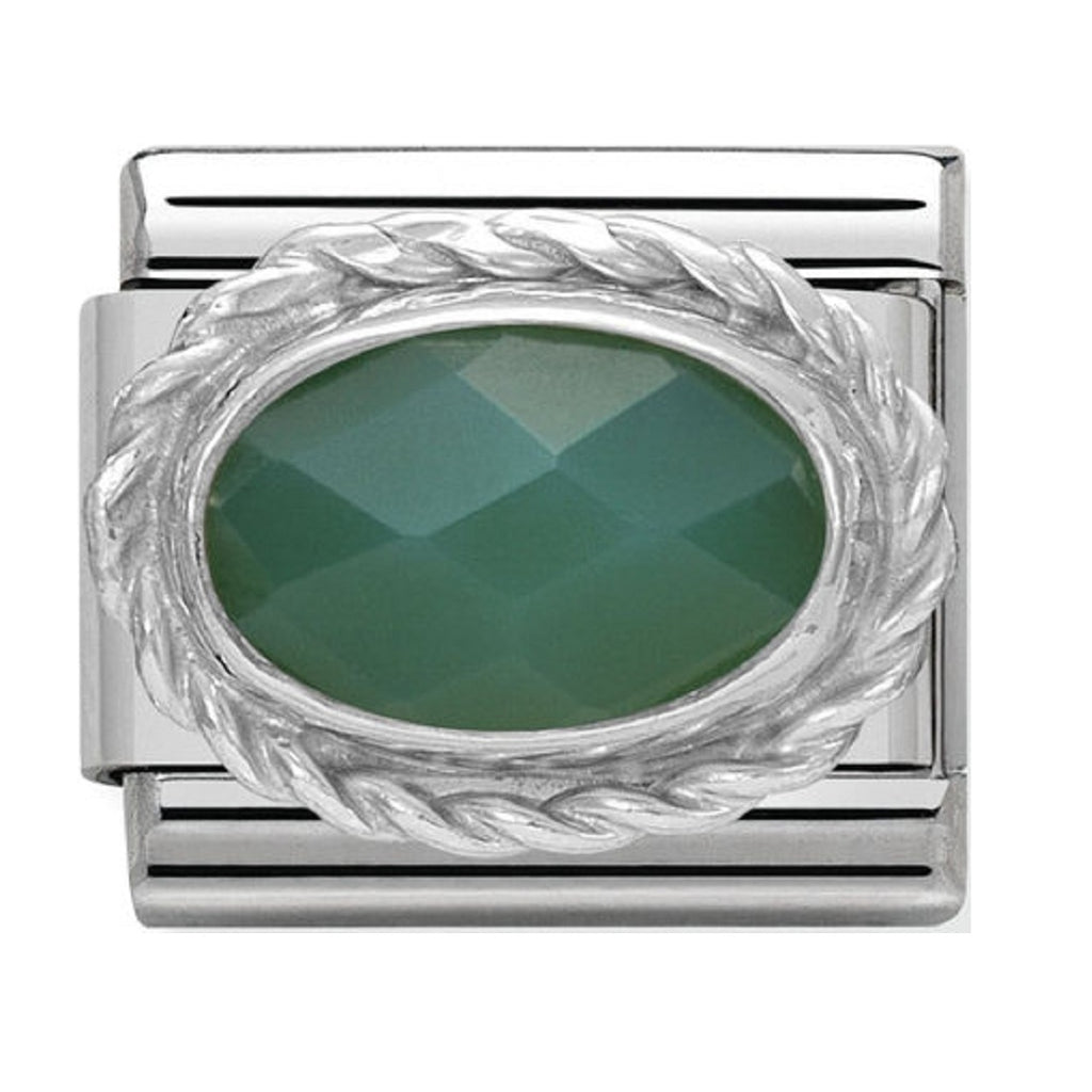 NOMINATION CHARMS GREEN AGATE OVAL WITH SILVER