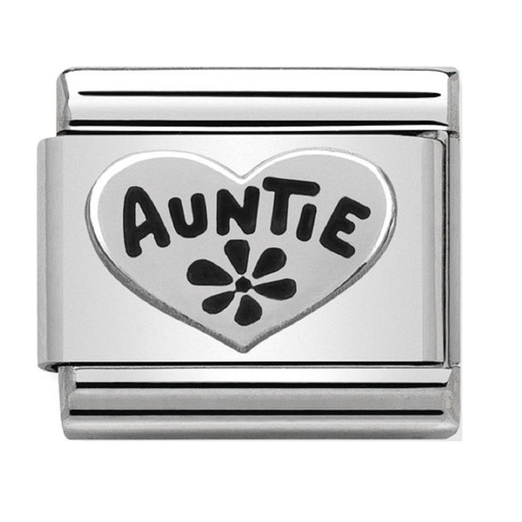 Nomination Link Silver Auntie Heart