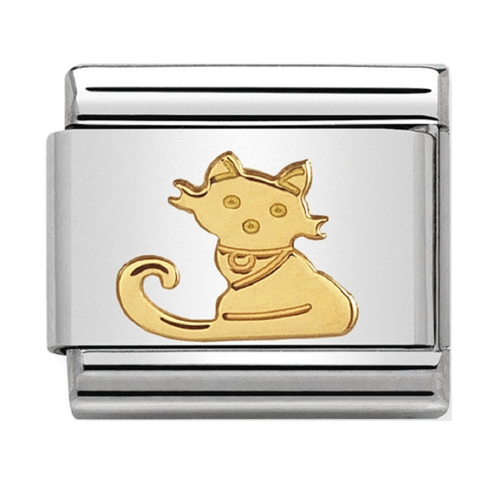 Nomination Link 18ct Gold Sitting Cat