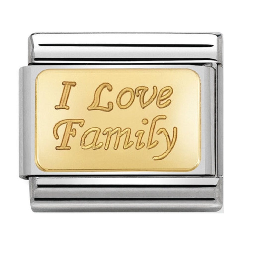 Nomination Link 18ct Gold I Love Family