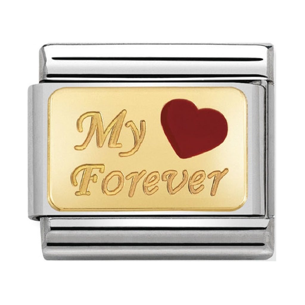 Nomination Link 18ct Gold and Enamel My Forever