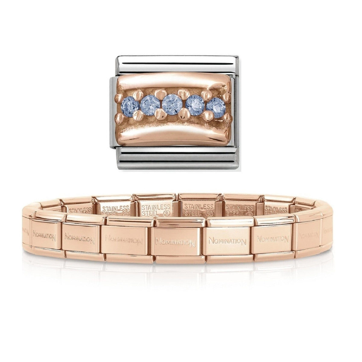 NOMINATION Starter Bracelet 9ct Rose Gold and CZ Bridge – The