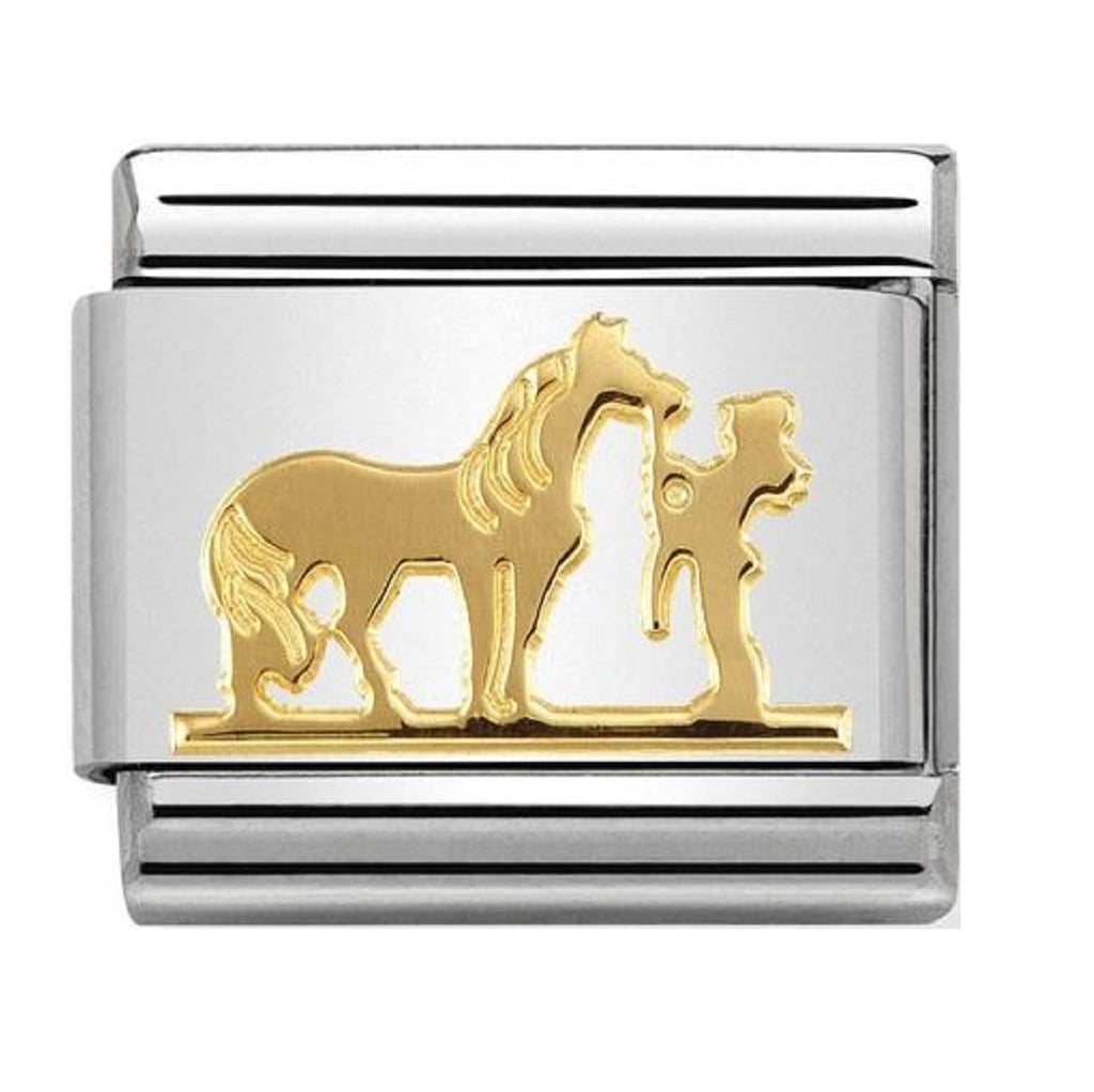 Nomination Link 18ct Gold Horse with Rider