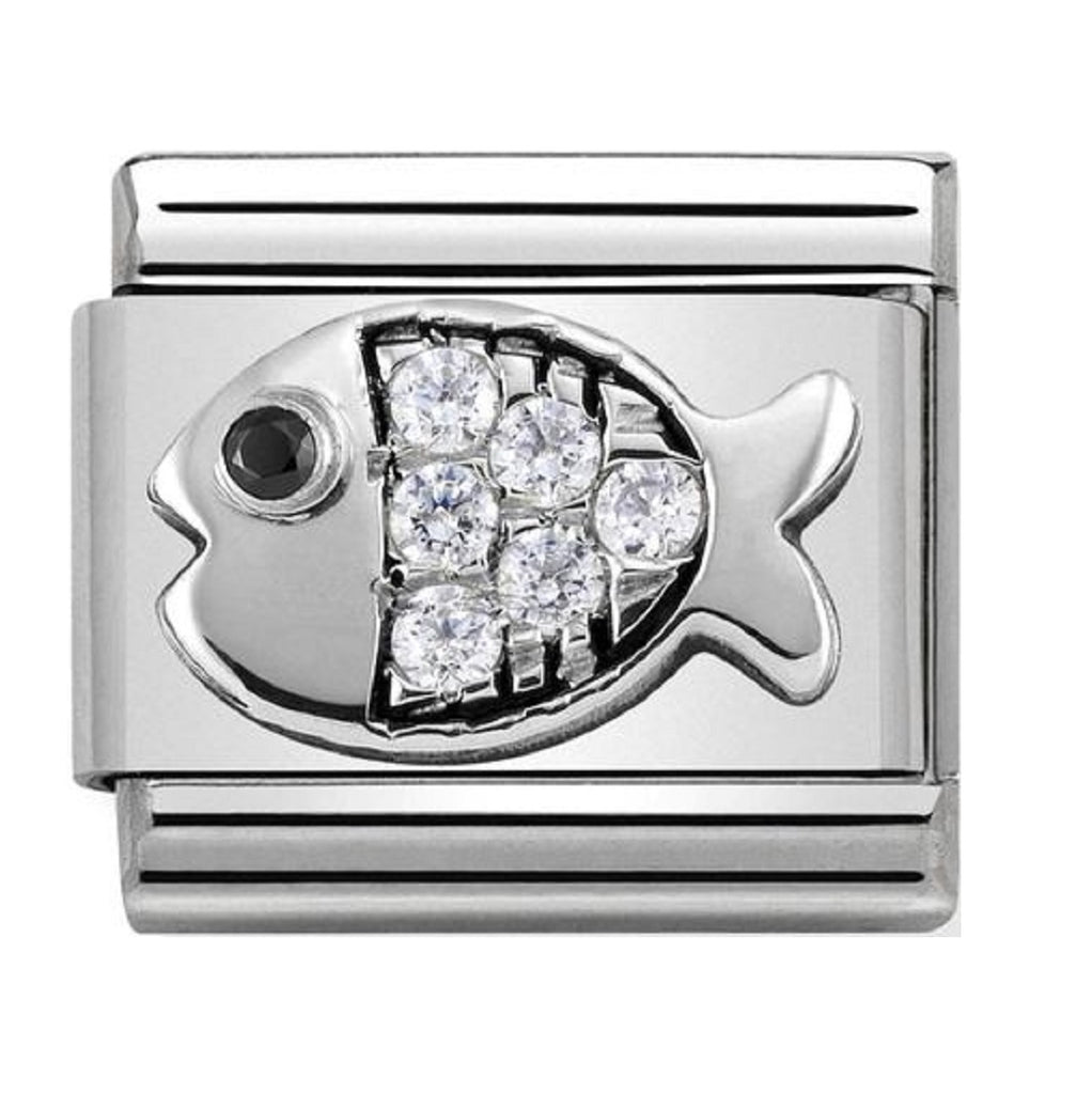 Nomination Link Silver and White CZ Fish