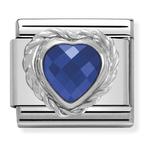 NOMINATION Charm Blue Heart CZ Silver Shine