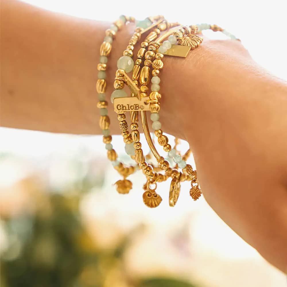 CHLOBO Travel Seeker Gold Plated Clam Shell Bead Bracelet the secret garden UK