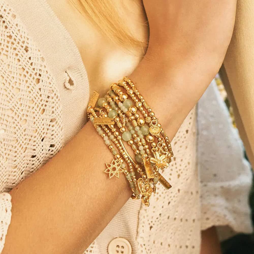 CHLOBO Travel Seeker Gold Plated Clam Shell Bead Bracelet the secret garden UK