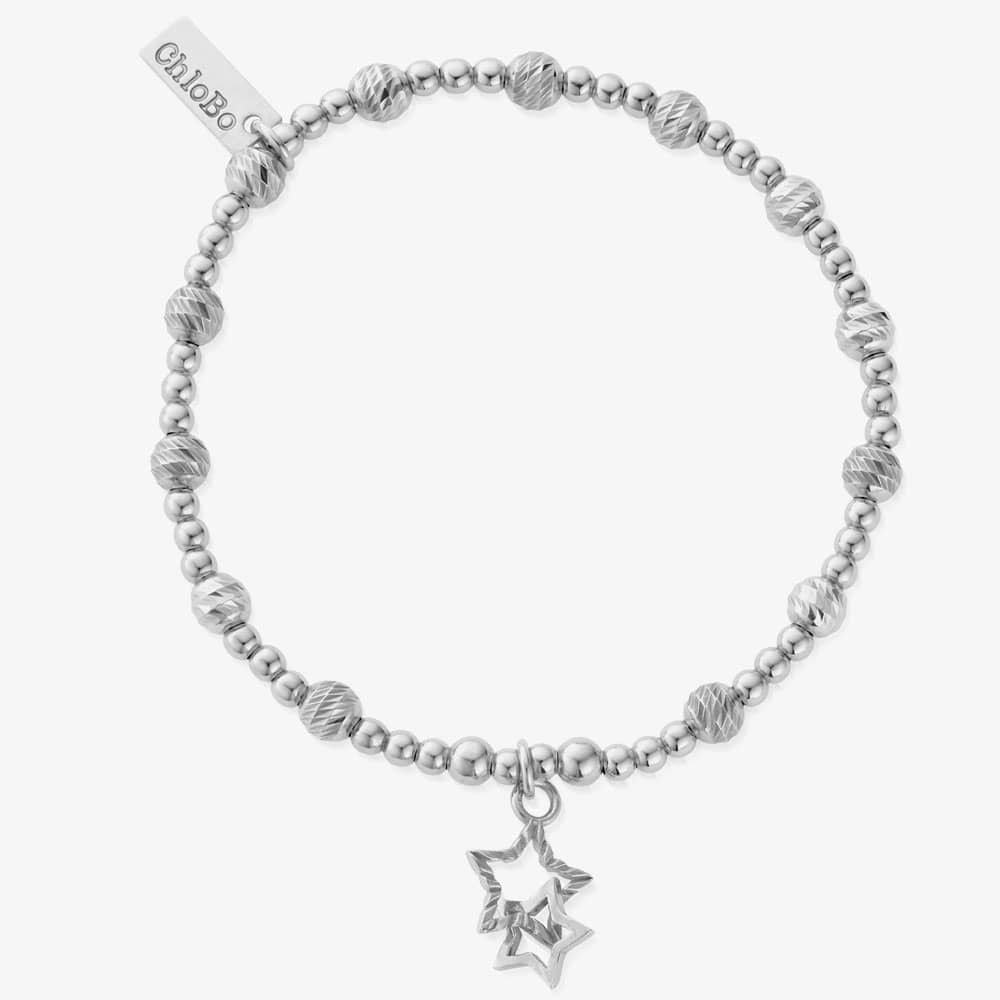 CHLOBO Sparkle Silver Interlocking Star Bead Bracelet the secret garden UK