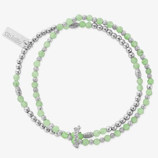 CHLOBO Wisteria Silver Aventurine Set Of Two Bead Bracelets the secret garden UK