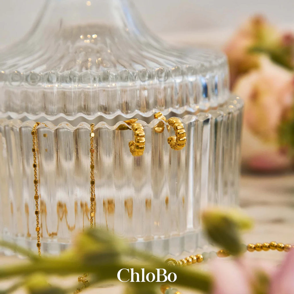 CHLOBO Gold Ruffle Huggie Hoop Earrings the secret garden UK