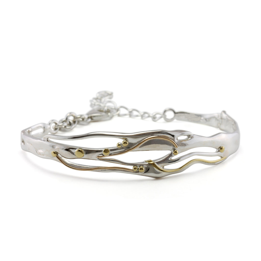 Banyan Taw Sterling Silver Bracelet with Gold Detailing the secret garden UK