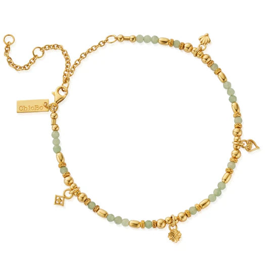 CHLOBO Gold Harmony Aventurine Anklet the secret garden UK