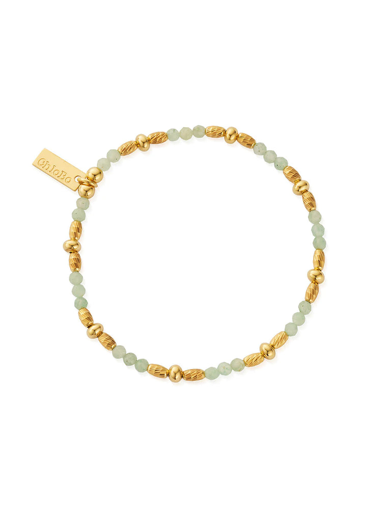 CHLOBO Sparkle Gold Plated Aventurine Small Bead Bracelet the secret garden UK