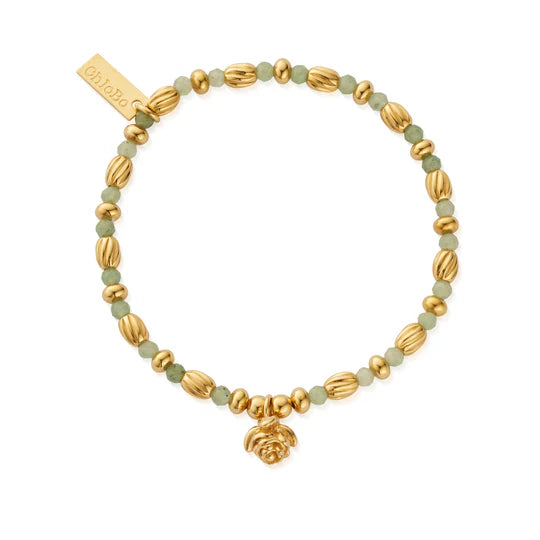 CHLOBO Gold Rosebud Aventurine Bracelet the secret garden UK