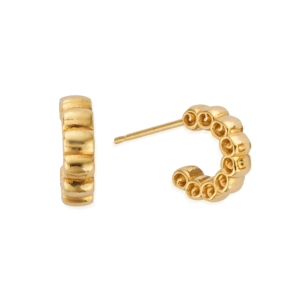 CHLOBO Gold Ruffle Huggie Hoop Earrings the secret garden UK