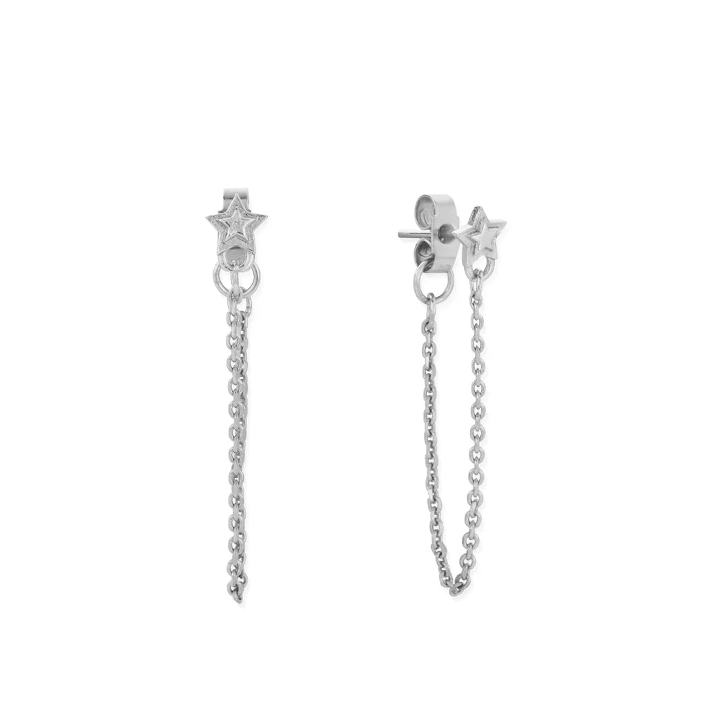 CHLOBO Silver Radiant Essence Chain Stud Earrings the secret garden UK