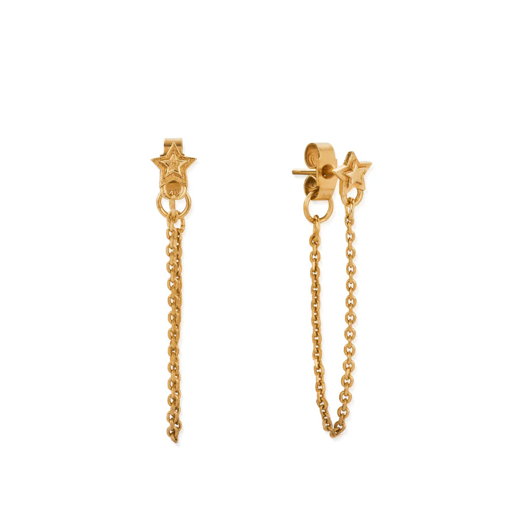 CHLOBO Gold Radiant Essence Chain Stud Earrings the secret garden UK