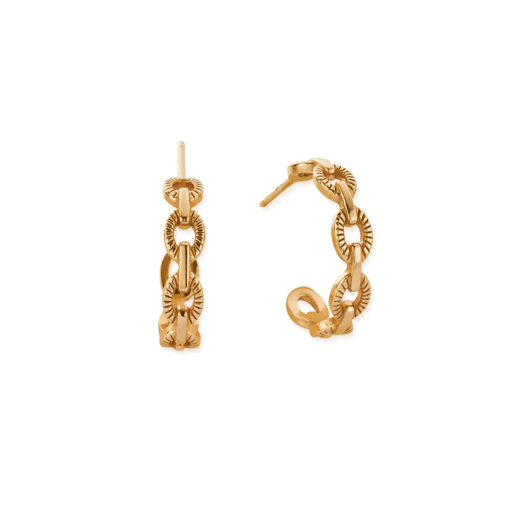 CHLOBO Gold Figaro Chain Huggie Hoop Earrings the secret garden UK