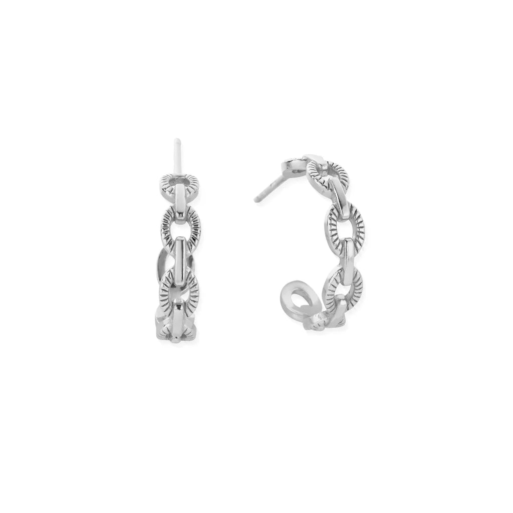 CHLOBO Silver Figaro Huggie Hoop Chain Earrings the secret garden UK