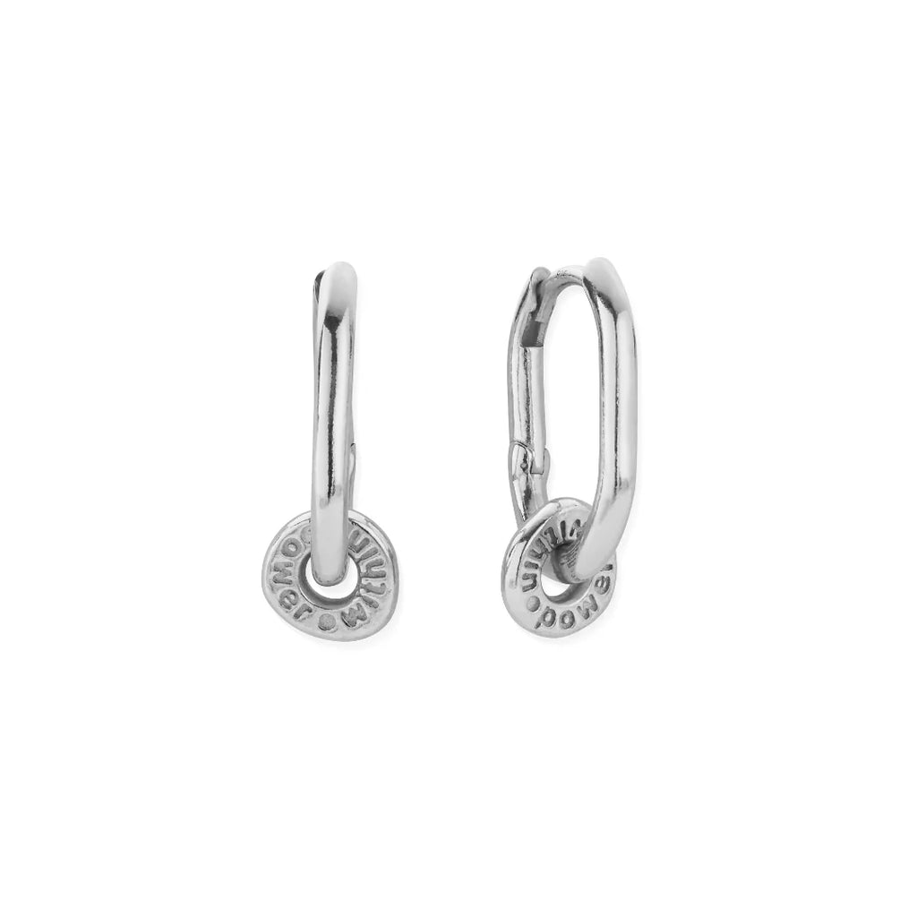 CHLOBO Silver Power Within Oval Hoop Earrings the secret garden UK