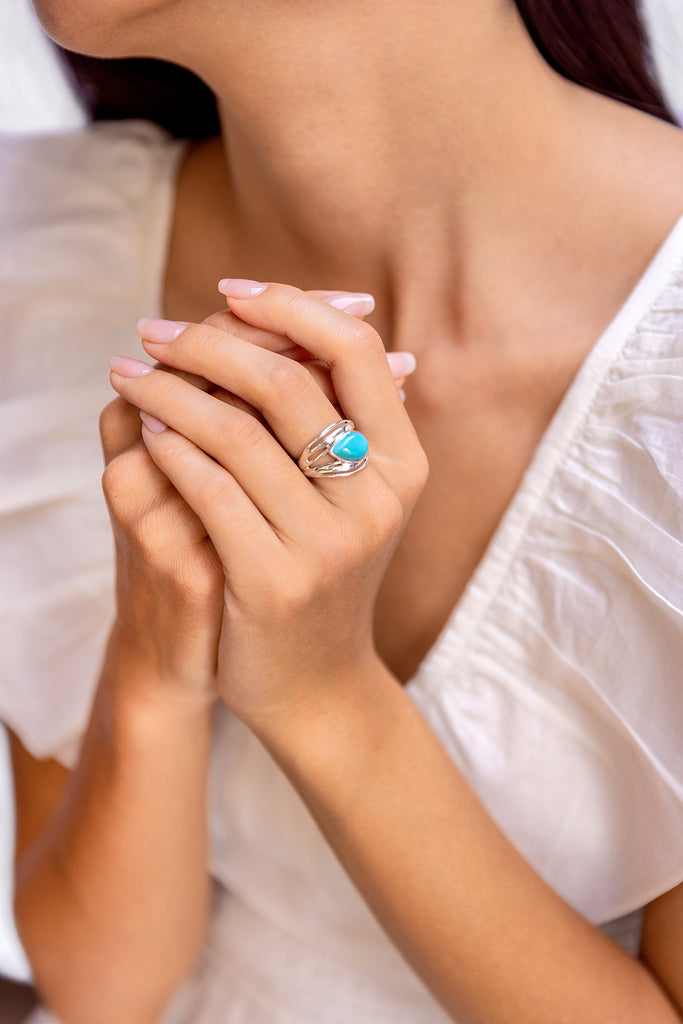 Banyan Silver Ring with Original American Turquoise the secret garden UK