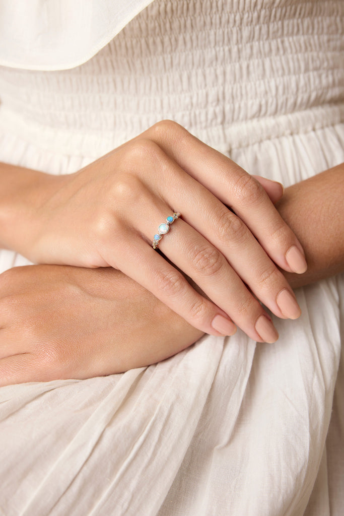 Banyan Three Opalite Dainty Ring the secret garden UK