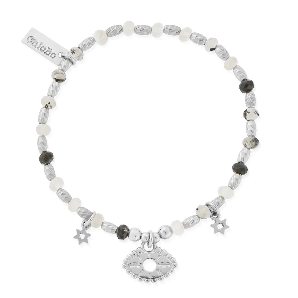 CHLOBO Silver Visionary Black Quartz Bracelet the secret garden UK