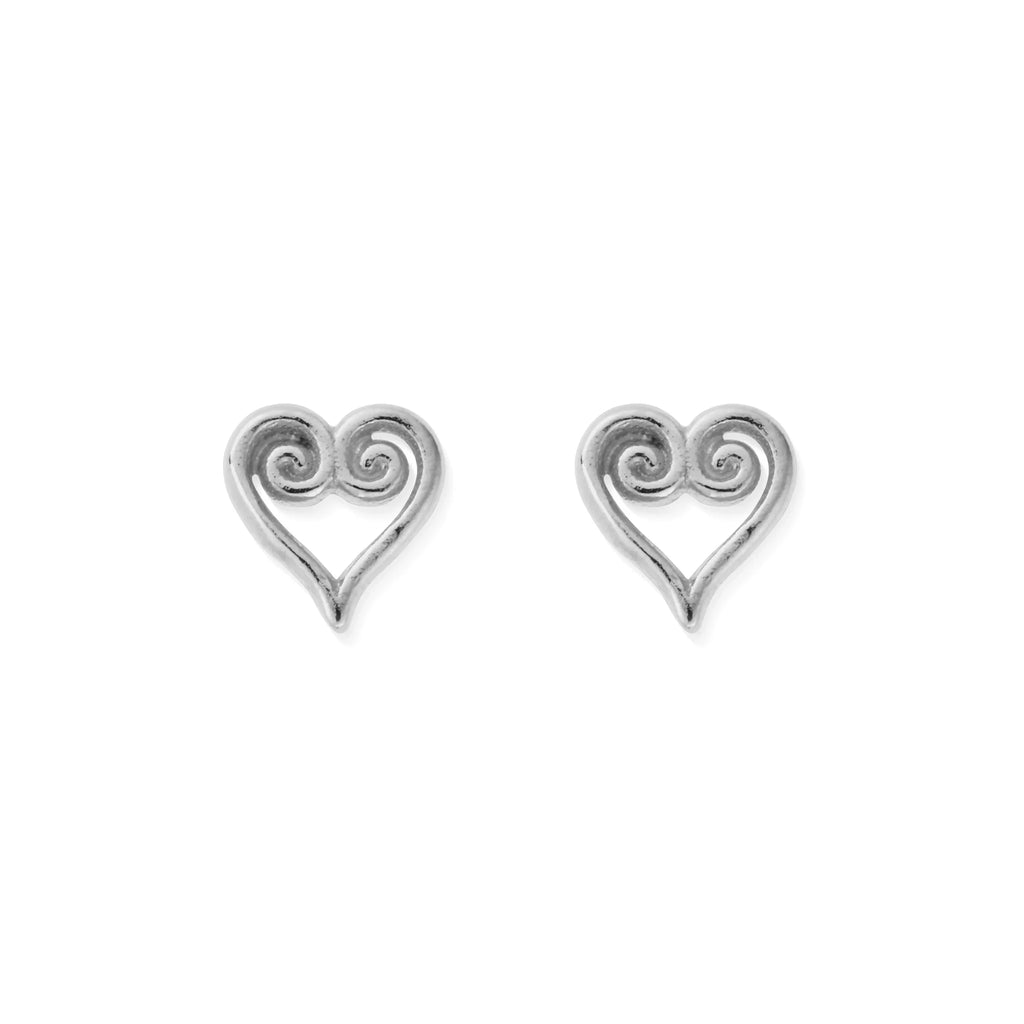 CHLOBO Scroll Heart Stud Earrings the secret garden UK