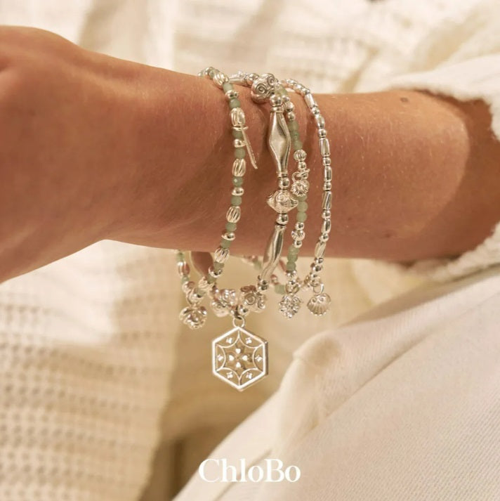 CHLOBO Silver Rosebud Aventurine Bracelet the secret  garden UK