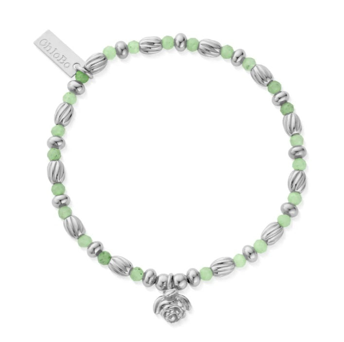 CHLOBO Silver Rosebud Aventurine Bracelet the secret  garden UK