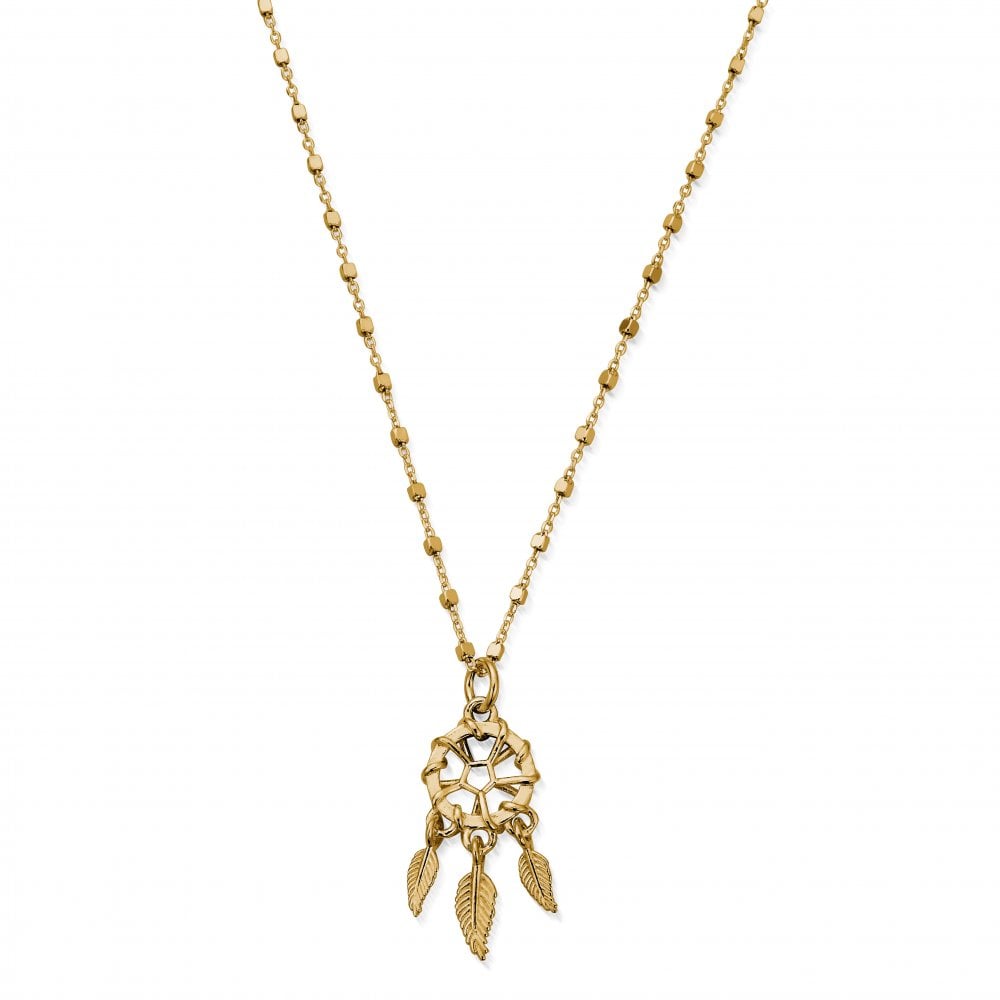 CHLOBO Gold Delicate Cube Dream Catcher Necklace the secret garden UK