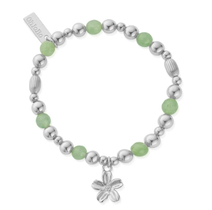 CHLOBO Silver Forget Me Not Aventurine Bracelet the secret garden UK