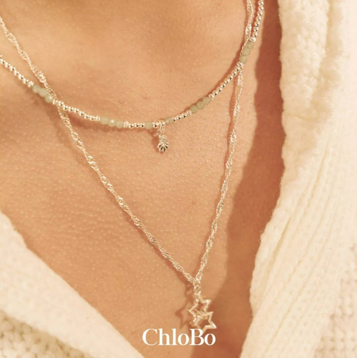 CHLOBO Silver Twisted Rope Chain Interlocking Star Necklace the secret garden UK