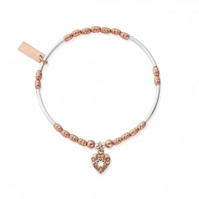 CHLOBO Rose Gold & Silver Star Heart Bracelet the secret garden UK