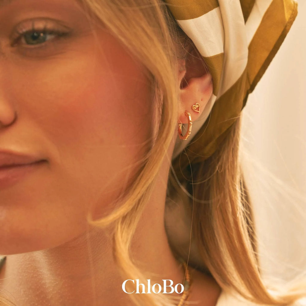 CHLOBO Gold Art Deco Hoop Earrings the secret garden UK